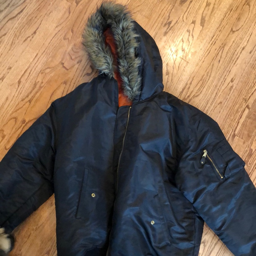 Fur hooded bomber jacket